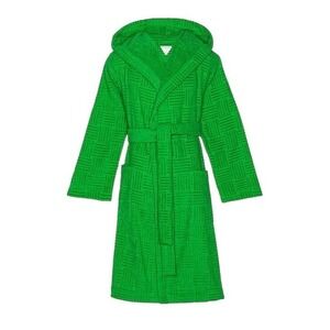 Bottega Veneta Women's Green Terry Bath Robe With Hood Belted 656096 MED Italy